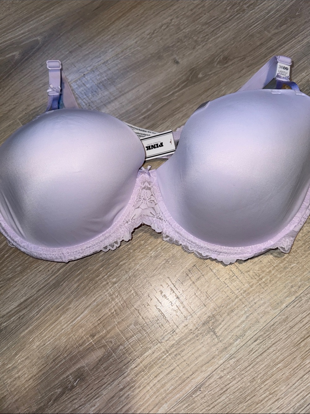 PINK Victoria's Secret Light Pink T-Shirt Bra with Lace Trim